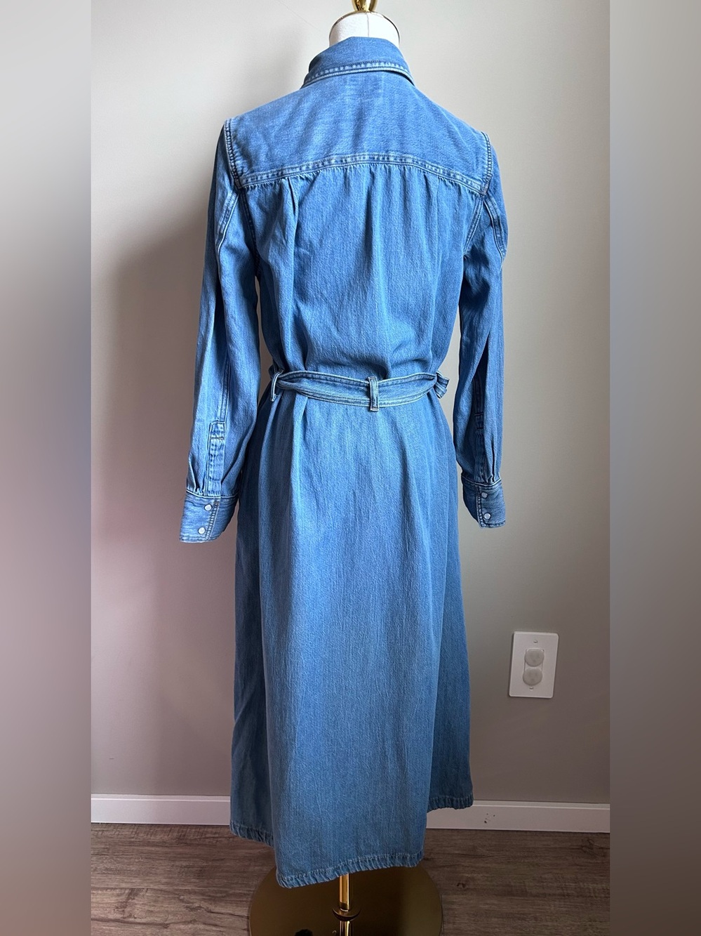 Levis western country stampede Classic Light Blue Denim Shirt Dress Belt rodeo - Picture 4 of 13